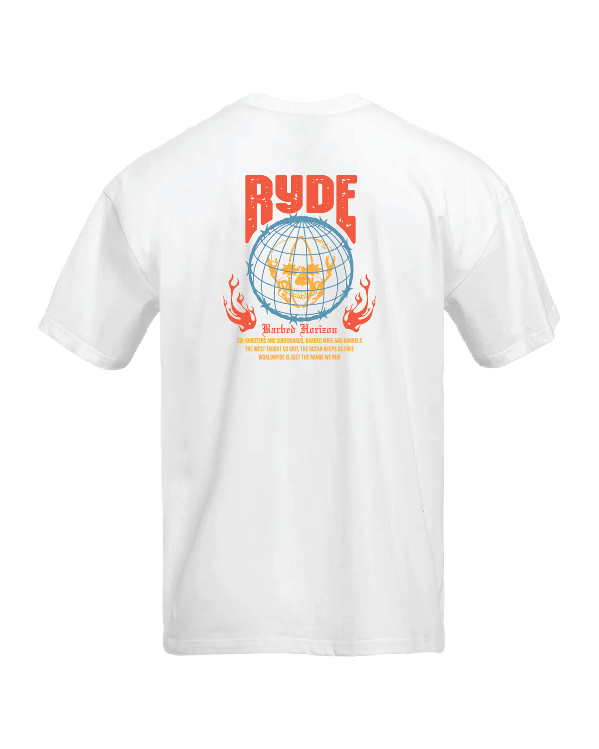 Barbed Horizons Tee White – RYDE WORLDWYDE