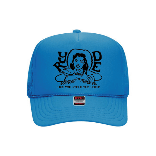 Foam Trucker Hat Solid Blue Cowgirl Cowboy