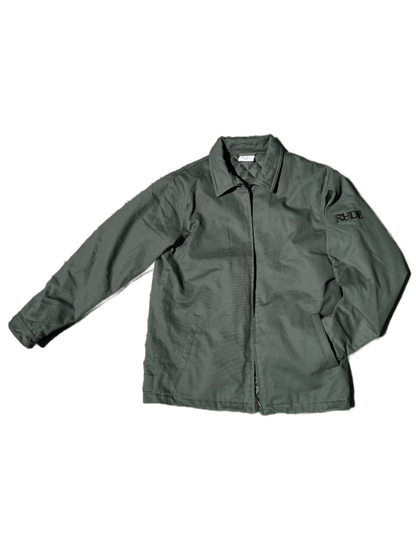 workwear, jacket, green, olive surfboard grass tough grit gritty canvas, insulated, puffer