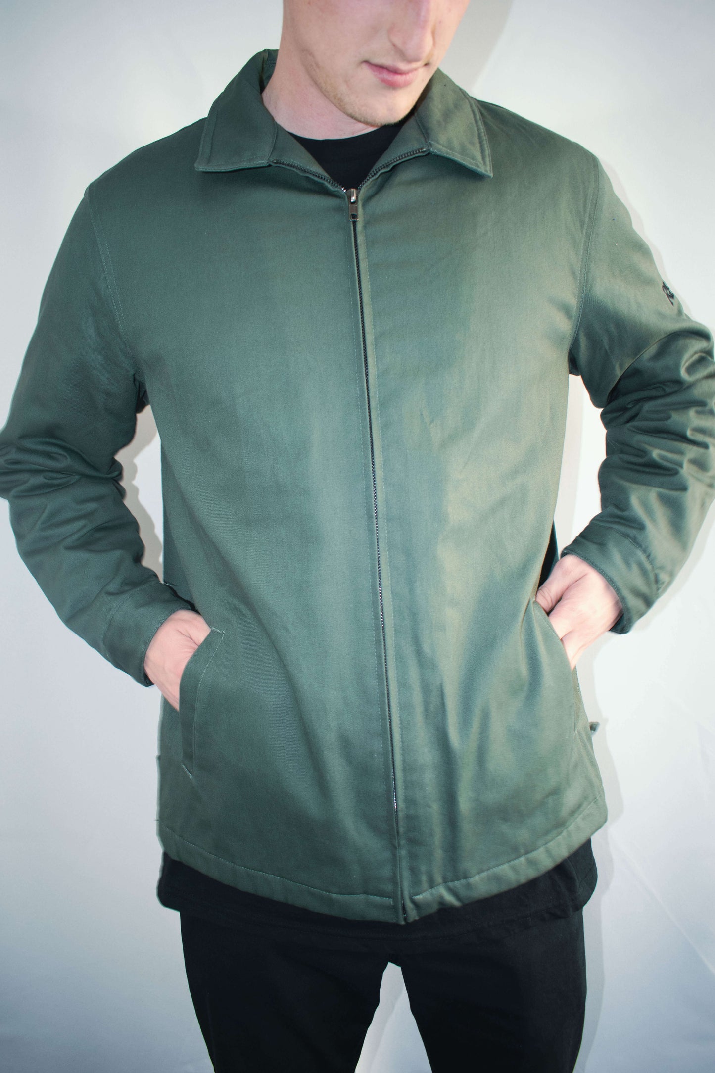 workwear, jacket, green, olive surfboard grass tough grit gritty canvas, insulated, puffer