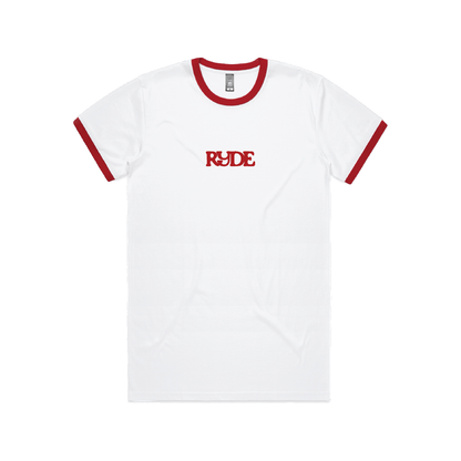 ringer two tone red and white t-shirt for cowboy and cowgirl western vintage look